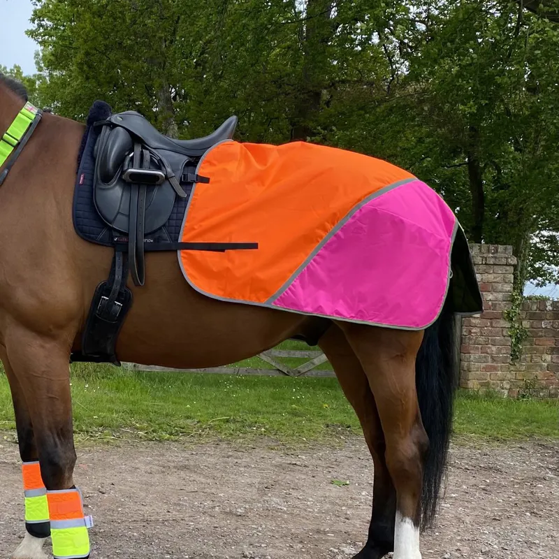 Equisafety Multi-Coloured Waterproof Quarter Sheet - Pink/Orange