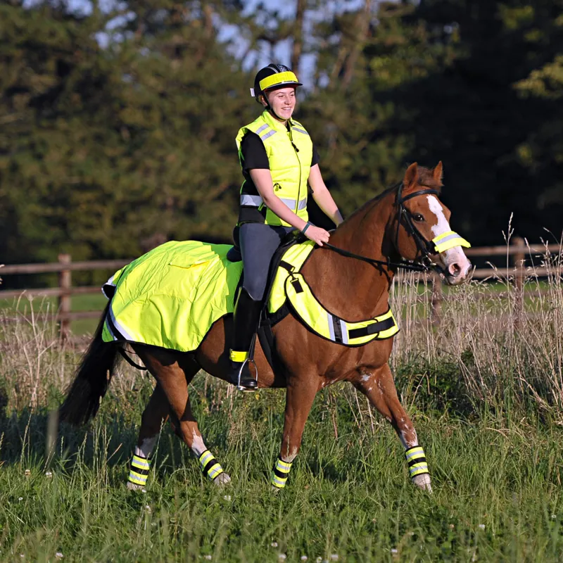 Equisafety Reflective Waterproof Wraparound Rug - Yellow - Pony Size-2