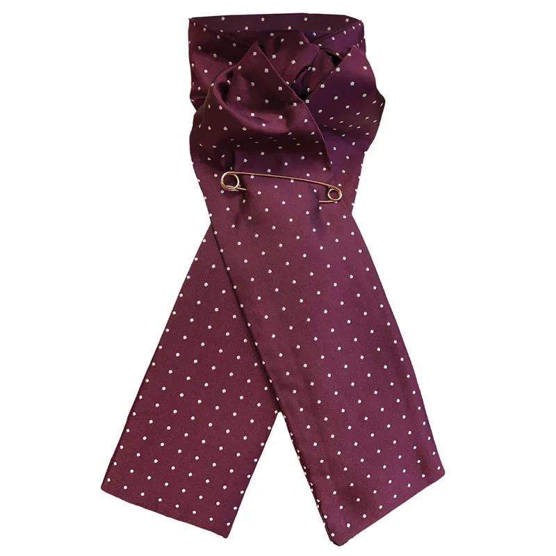 Equetech Ready Tied Stock - Maroon/White Pin Spot