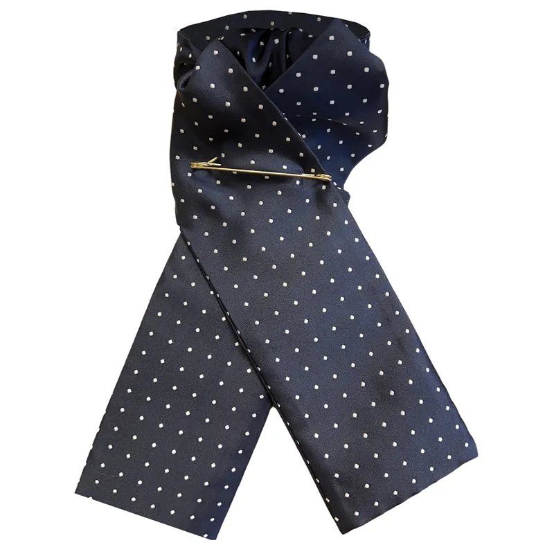 Equetech Ready Tied Stock - Navy/White Pin Spot