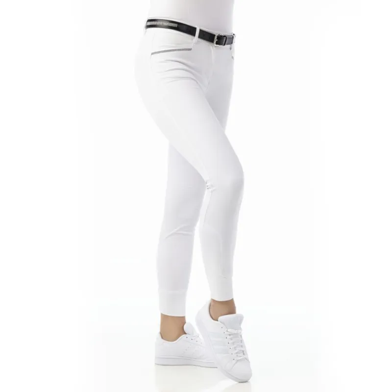 Equi-Theme Gizel Knee Grip Ladies Competition Breeches - White - UK14-2