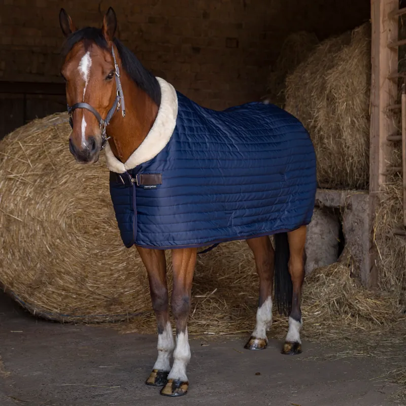 Equi-Theme Teddy Synthetic Sheepskin Lined Stable Rug - Navy