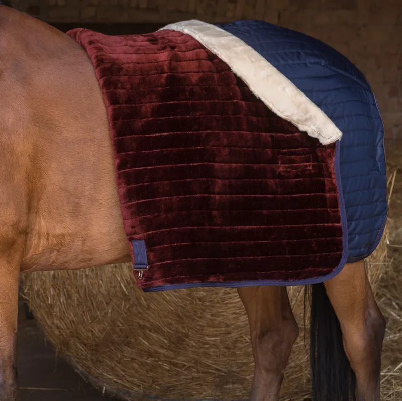 Equi-Theme Teddy Synthetic Sheepskin Lined Stable Rug - Navy-2