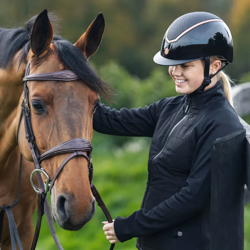 Charles Owen EQx Kylo Sparkly Riding Hat - Black Gloss/Rose Gold-2