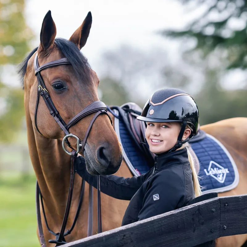 Charles Owen EQx Kylo Sparkly Riding Hat - Black Gloss/Rose Gold-4