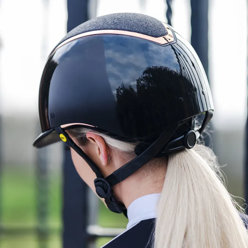 Charles Owen EQx Kylo Sparkly Riding Hat - Black Gloss/Rose Gold-6