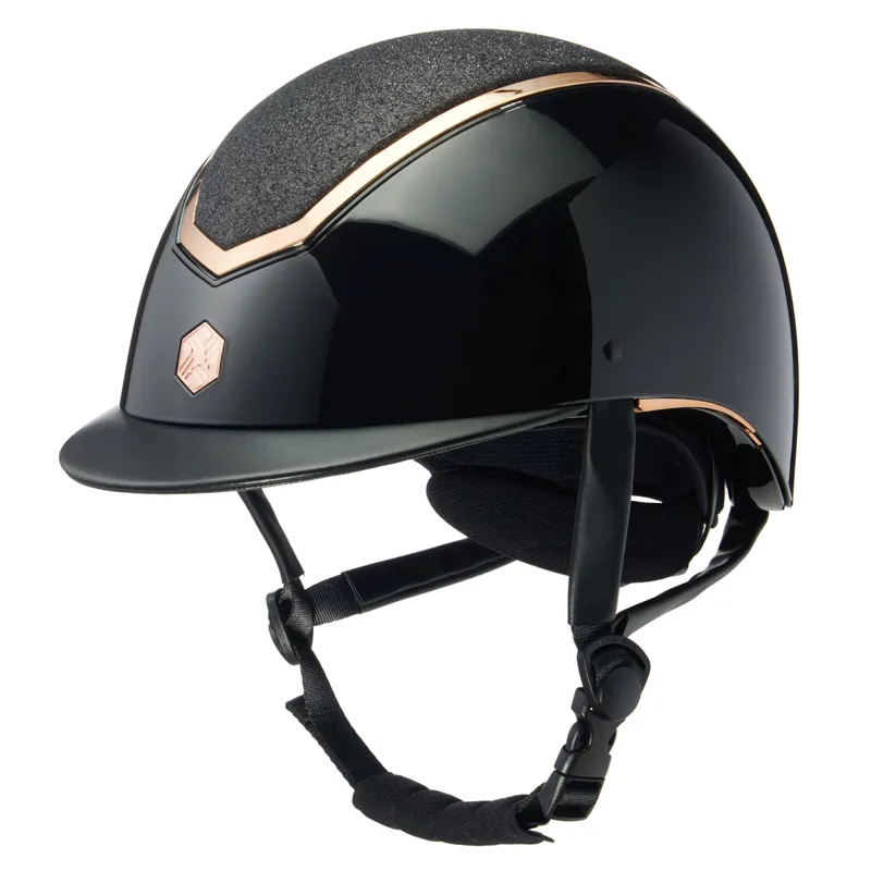Charles Owen EQx Kylo Sparkly Riding Hat - Black Gloss/Rose Gold