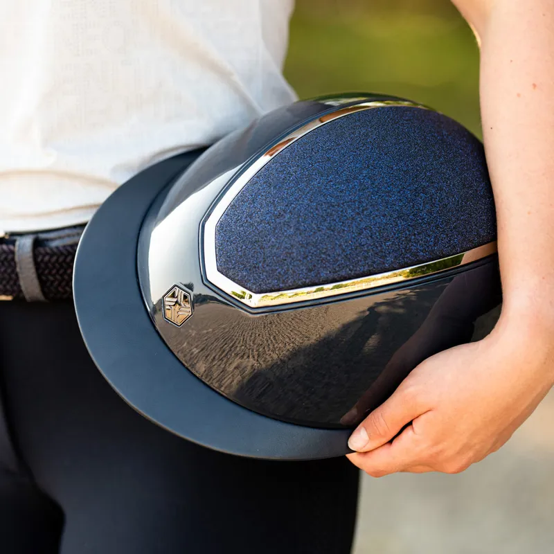 Charles Owen EQx Kylo Sparkly Wide Peak Riding Hat - Navy Gloss/Pewter-5