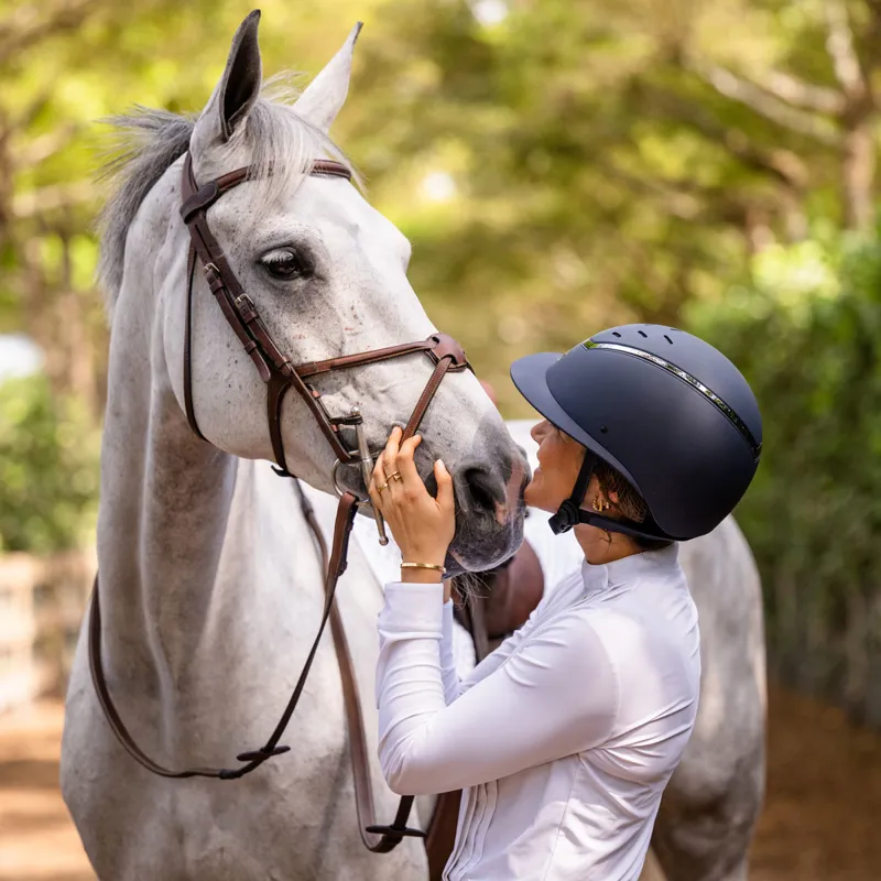 Charles Owen EQx Kylo Wide Peak Riding Hat - Navy Matt/Pewter-4