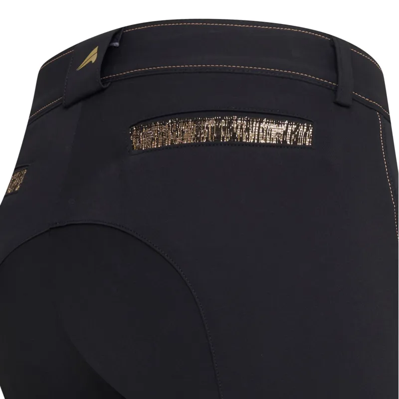 Euro-Star Arista Fashion Full Grip Ladies Breeches - Black/Gold-2