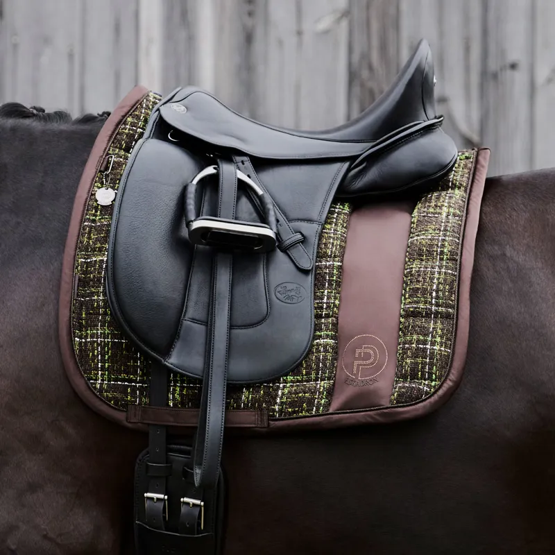 Eskadron Platinum Big Square Boucle Dressage Saddlecloth - Teak Brown-1