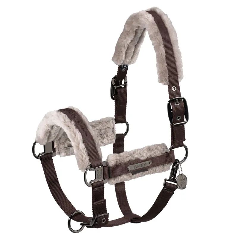 Eskadron Platinum Girth Faux Fur Headcollar - Teak Brown