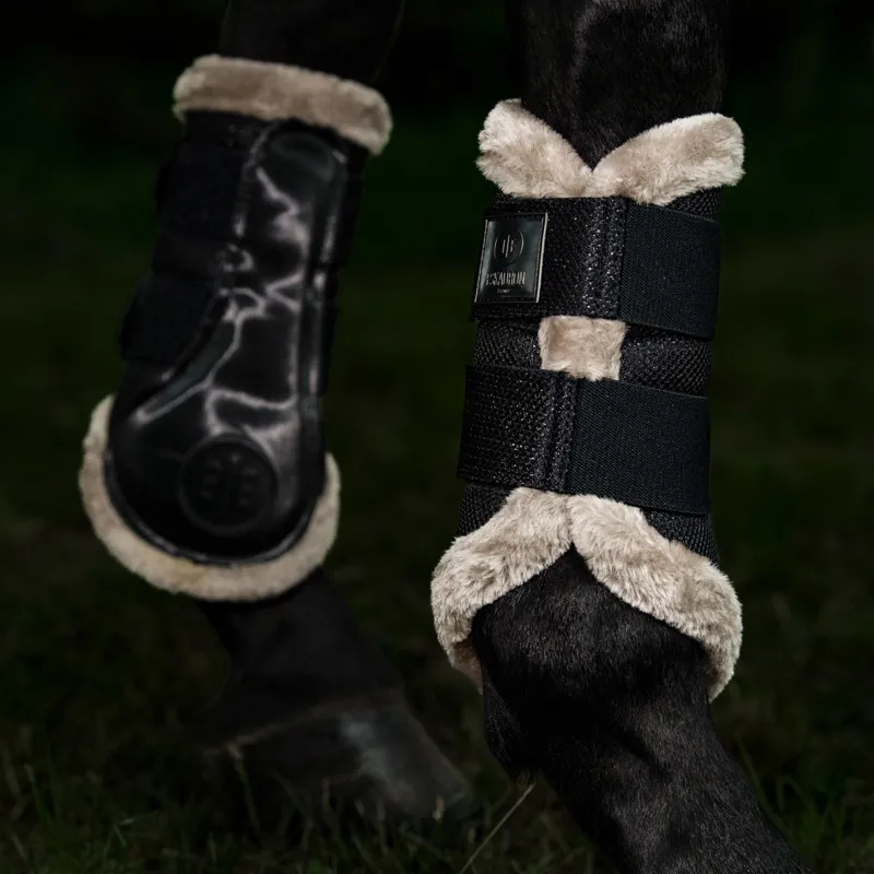 Eskadron Essence Glitter Mesh Faux Fur Brushing Boots Black