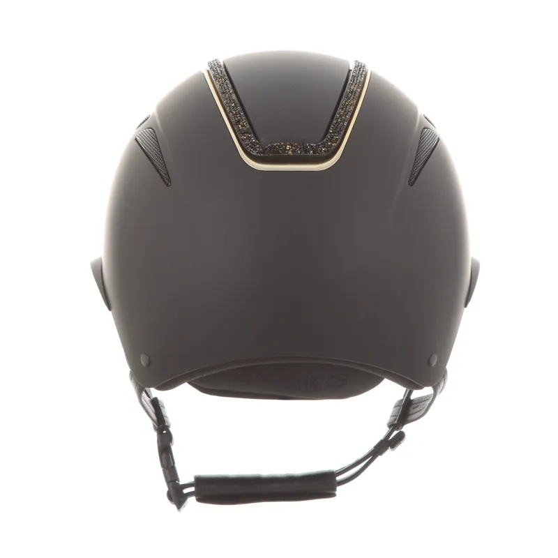 Evoke Callisto Wide Peak Crystal Frame Riding Hat - Black/Gold-3