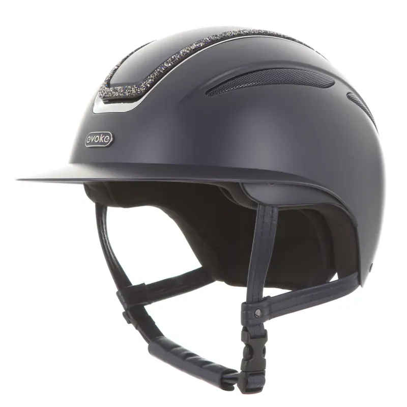Evoke Callisto Wide Peak Crystal Frame Riding Hat - Navy/Navy