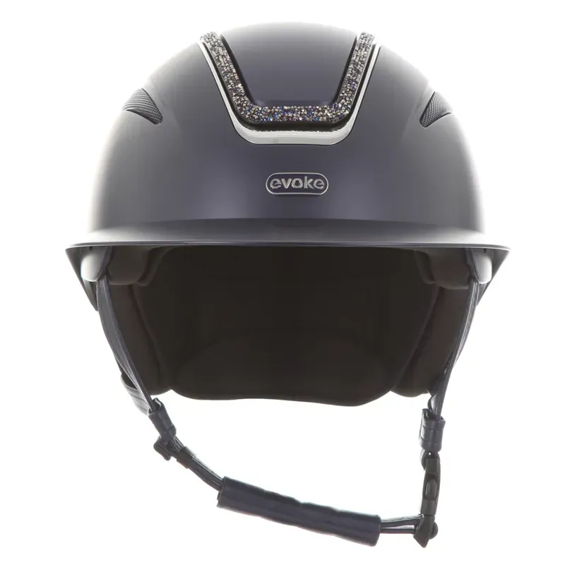 Evoke Callisto Wide Peak Crystal Frame Riding Hat - Navy/Navy-2
