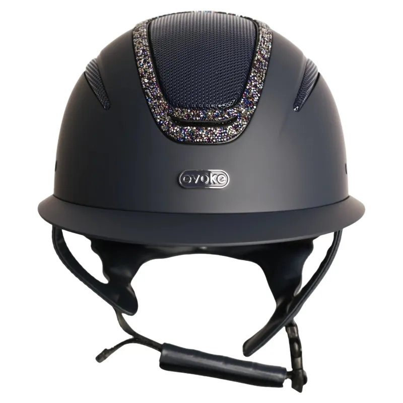 Evoke Elara Wide Peak Crystal Frame Riding Hat - Navy/Navy-1