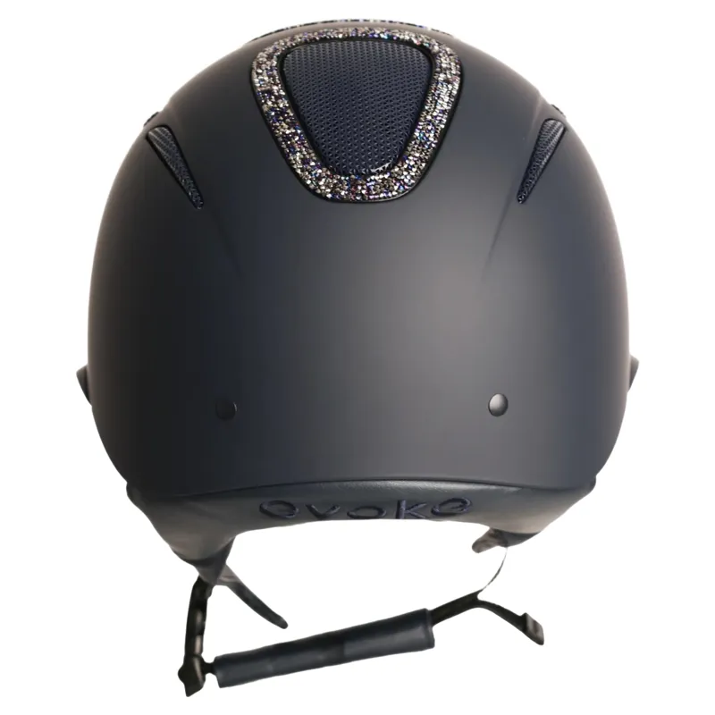 Evoke Elara Wide Peak Crystal Frame Riding Hat - Navy/Navy-3