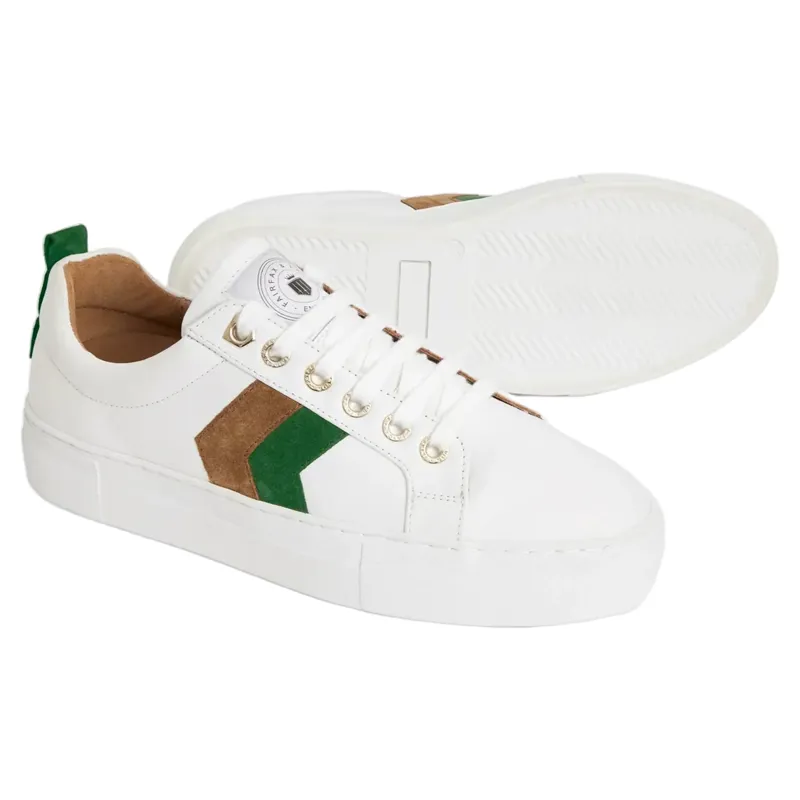 Fairfax and Favor Alexandra Platform Trainers - White/Clover Green/Tan