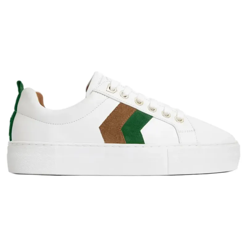 Fairfax and Favor Alexandra Platform Trainers - White/Clover Green/Tan-3