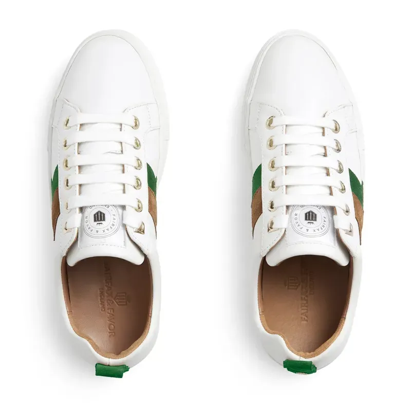 Fairfax and Favor Alexandra Platform Trainers - White/Clover Green/Tan-4