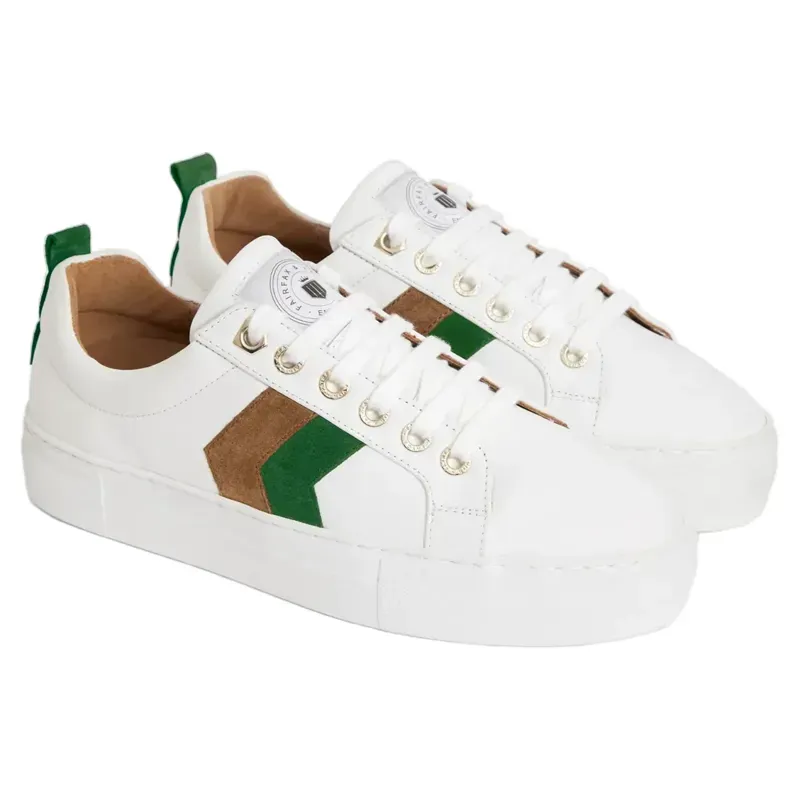Fairfax and Favor Alexandra Platform Trainers - White/Clover Green/Tan-5