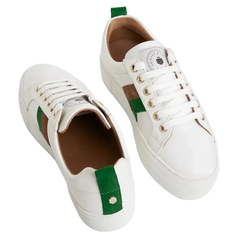 Fairfax and Favor Alexandra Platform Trainers - White/Clover Green/Tan-6