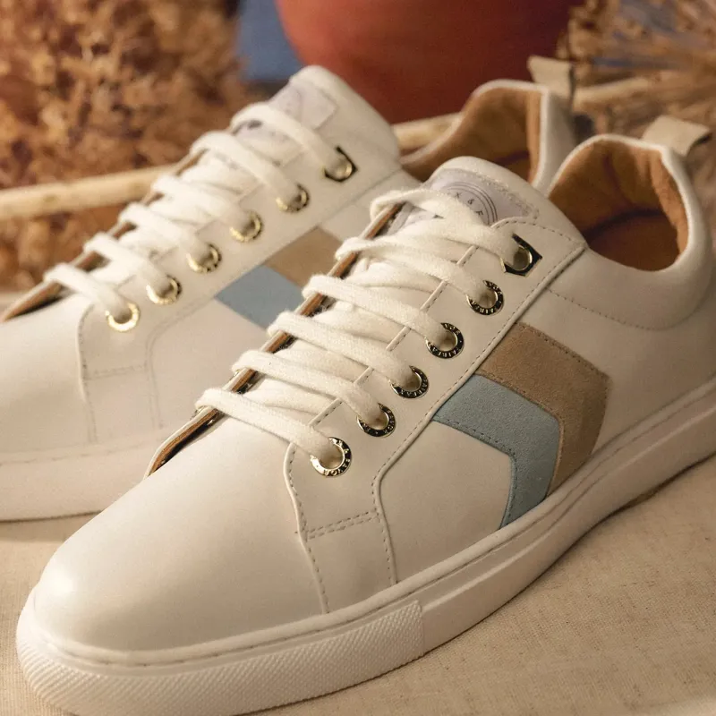 Fairfax and Favor Alexandra Trainers - White/Sky Blue/Stone-4