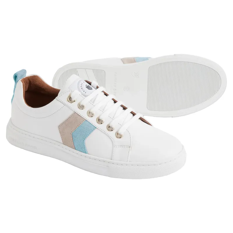 Fairfax and Favor Alexandra Trainers - White/Sky Blue/Stone