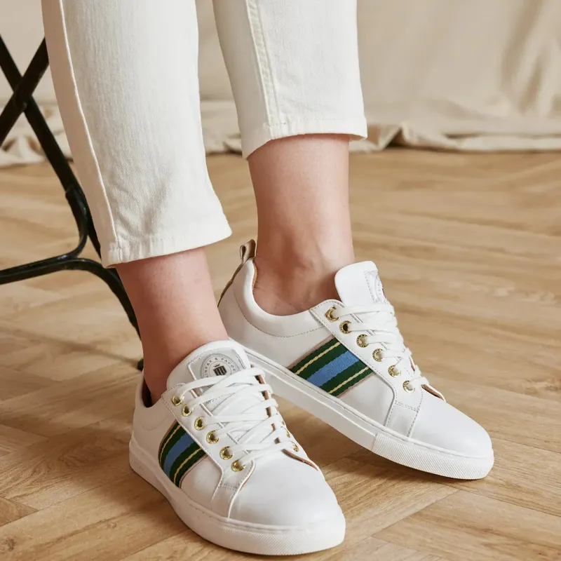 Fairfax and Favor Boston Trainers - Clover Green/Sky Blue/White-5