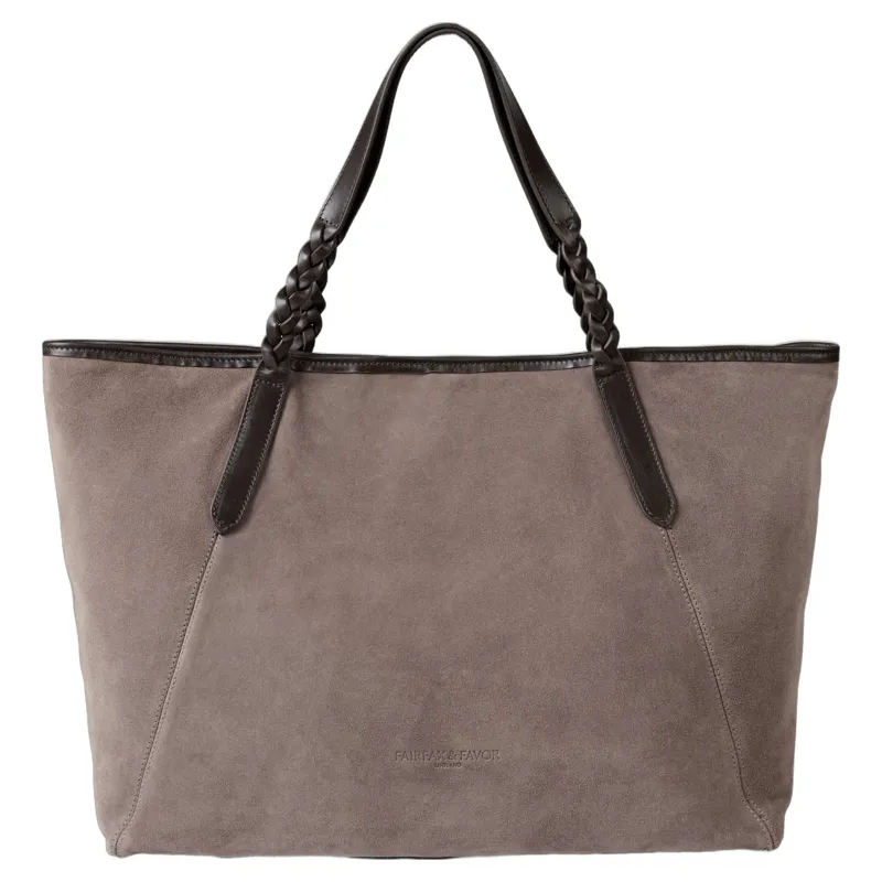 Fairfax and Favor Burford Tote Bag - Deep Taupe Suede-3