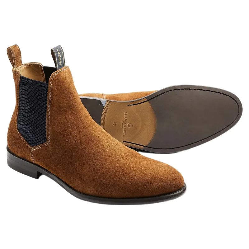 Fairfax and Favor Chelsea Mens Boots - Cognac Suede-3