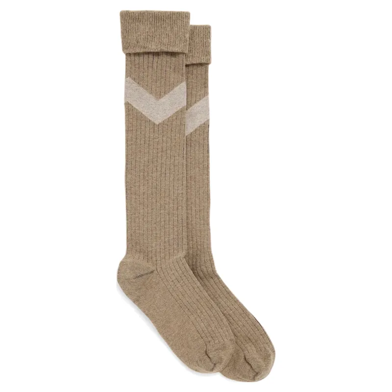 Fairfax and Favor Chevron Womens Knee High Socks - Sand