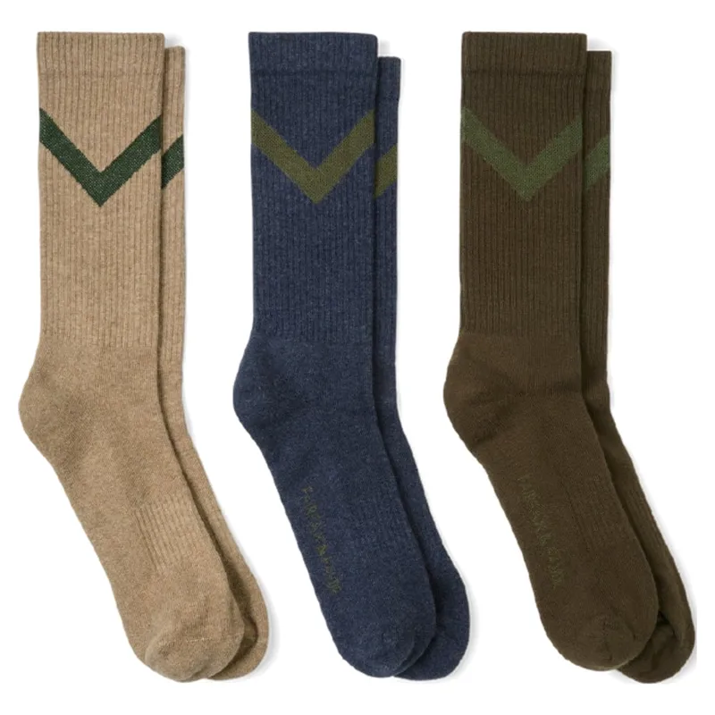 Fairfax and Favor Chevron Mens Socks 3 Pack - Sand/Khaki Brown/Blue