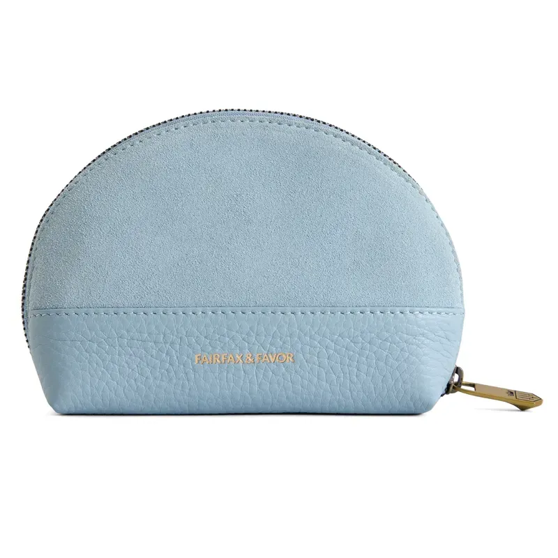 Fairfax and Favor Chiltern Coin Purse - Sky Blue Suede-1