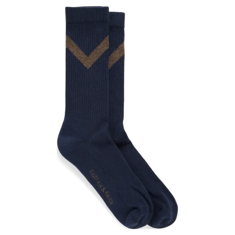 Fairfax and Favor Chevron Mens Crew Socks - Navy
