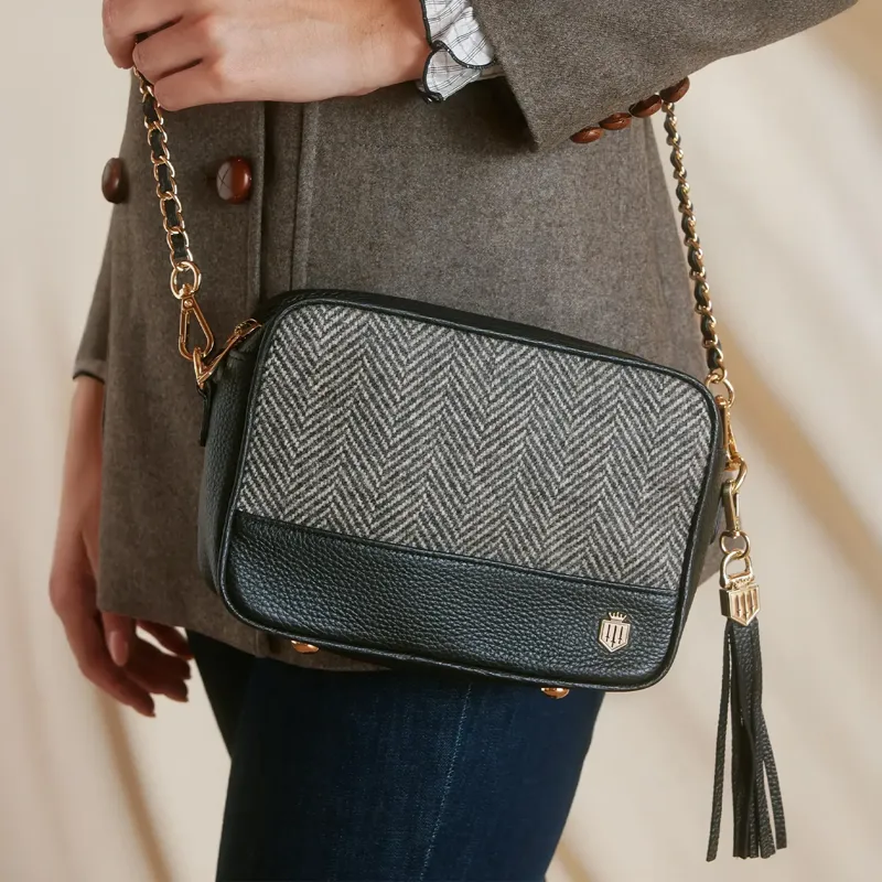 Fairfax and Favor Finsbury Handbag - Black Herringbone-2
