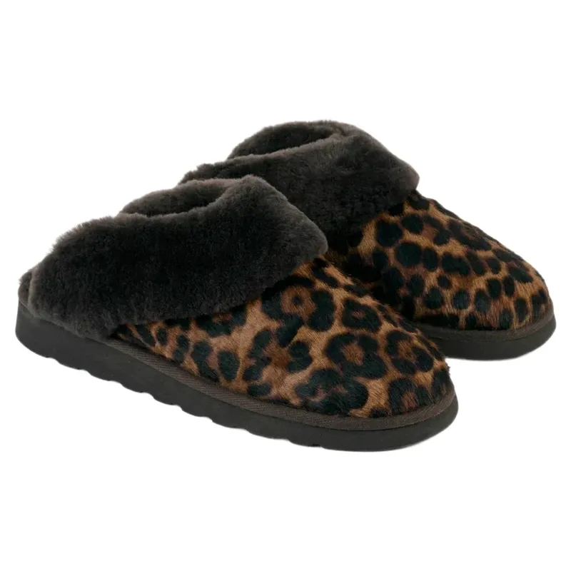 Fairfax and Favor Glencoe Womens Slippers - Leopard Haircalf