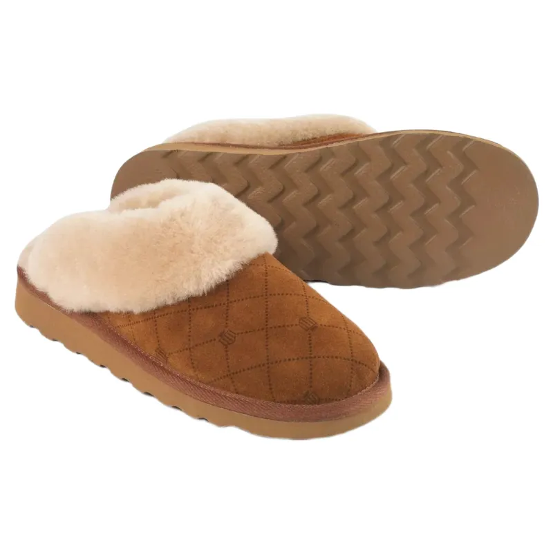 Fairfax and Favor Glencoe Womens Slippers - Tan Suede-1