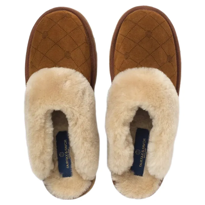 Fairfax and Favor Glencoe Womens Slippers - Tan Suede-2