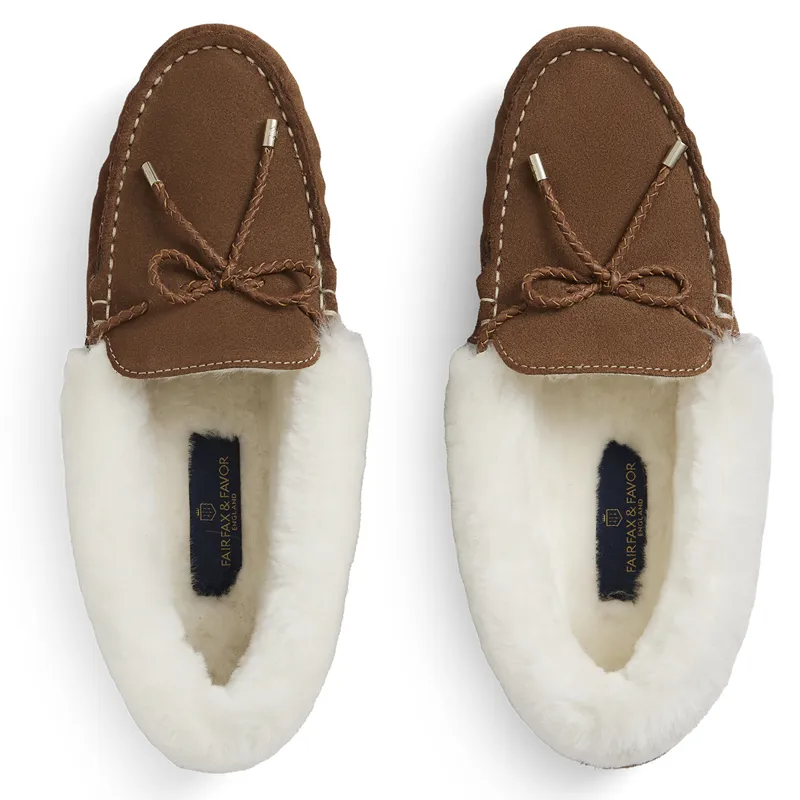 Fairfax and Favor Henley Shearling Slippers - Tan Suede-2