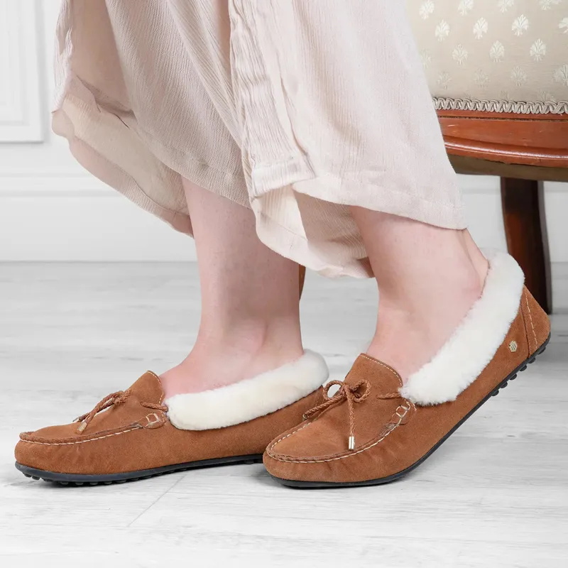 Fairfax and Favor Henley Shearling Slippers - Tan Suede-3