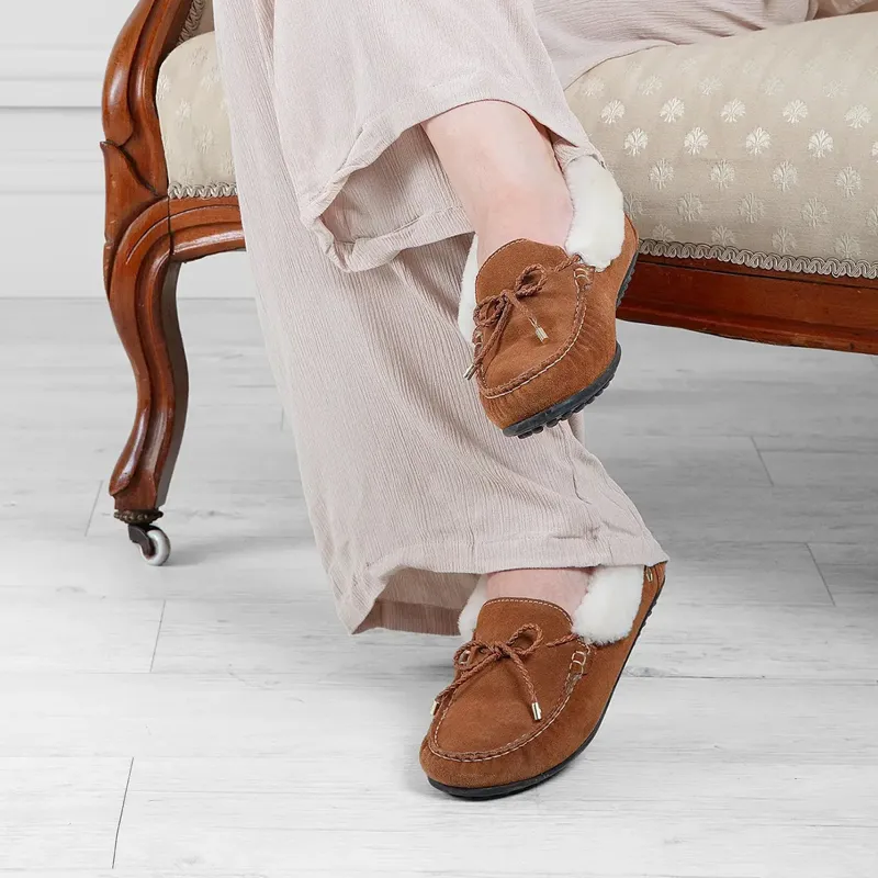 Fairfax and Favor Henley Shearling Slippers - Tan Suede-4