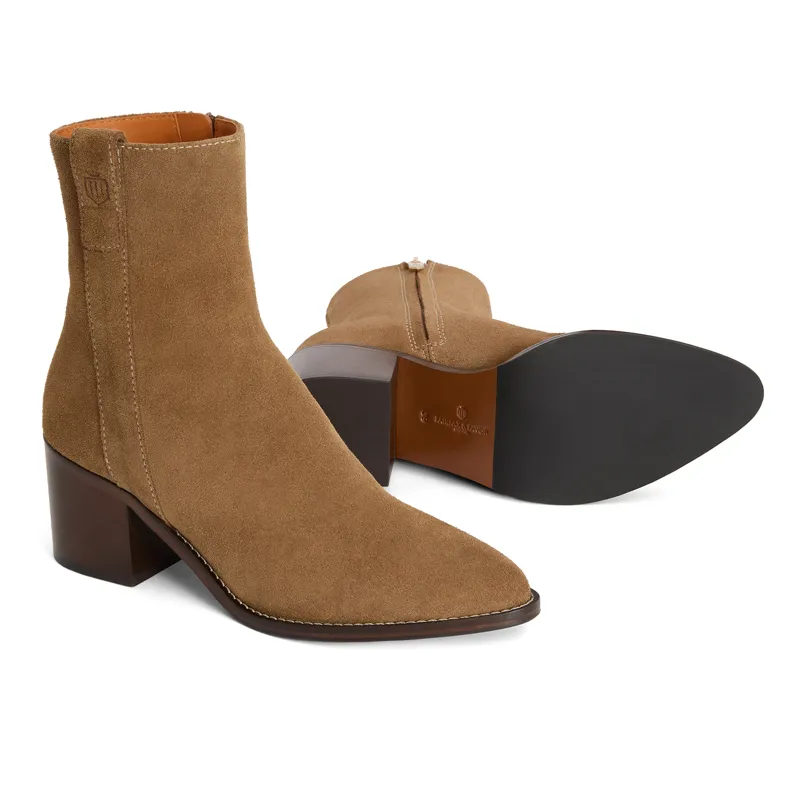 Fairfax and Favor Ludlow Womens Suede Heeled Ankle Boots - Tan-3
