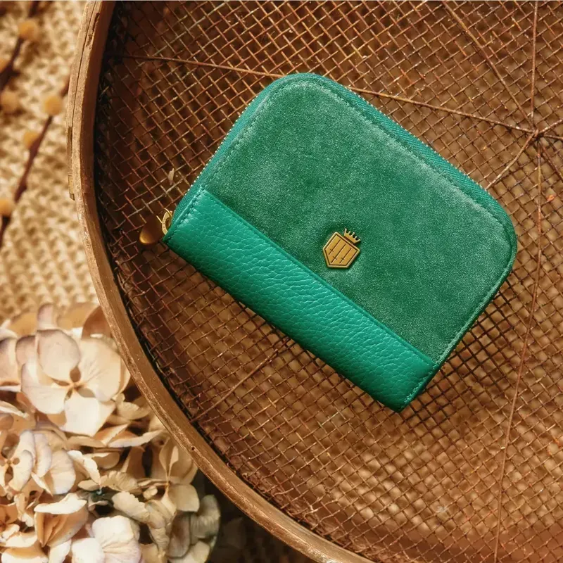 Fairfax and Favor Mini Salisbury Purse - Clover Green Suede-1