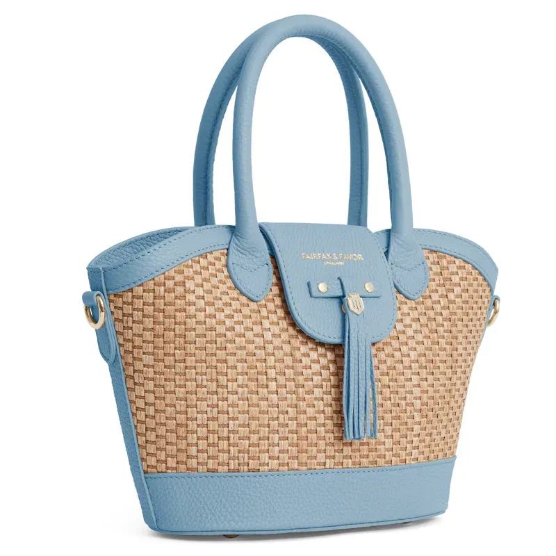 Fairfax and Favor Mini Windsor Basket Bag - Sky Blue Leather-1
