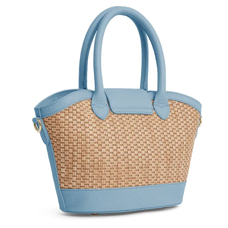 Fairfax and Favor Mini Windsor Basket Bag - Sky Blue Leather-3