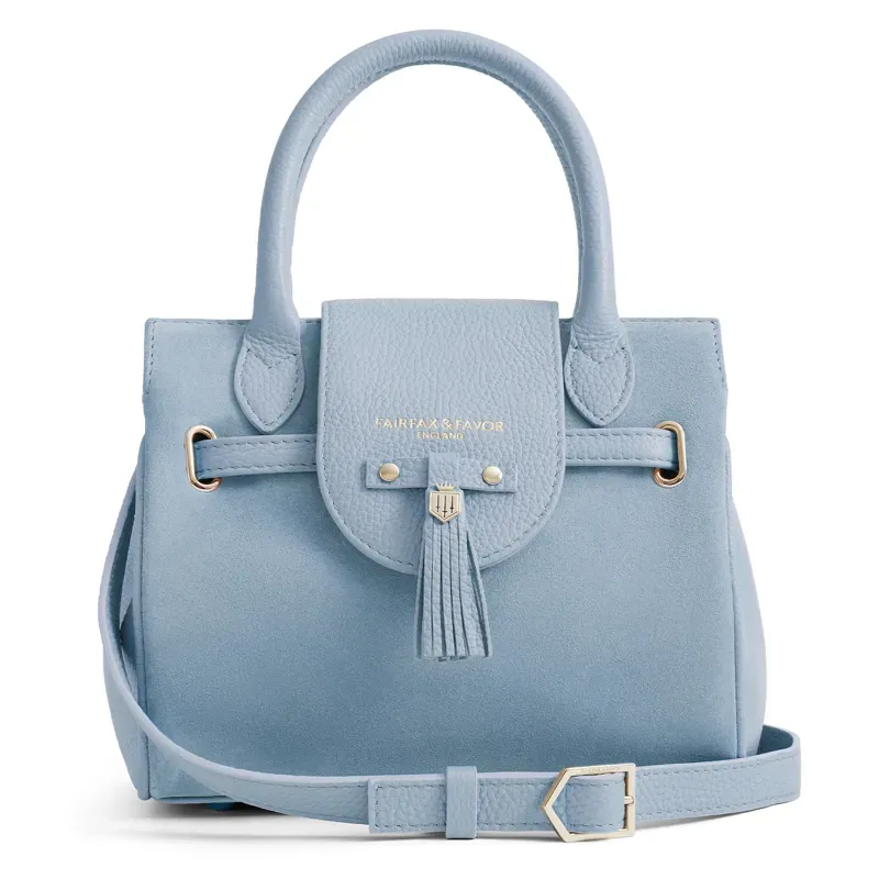 Fairfax and Favor Mini Windsor Handbag - Sky Blue Suede