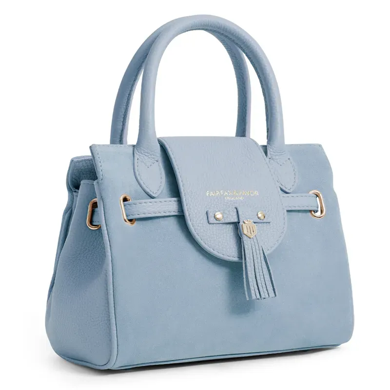 Fairfax and Favor Mini Windsor Handbag - Sky Blue Suede-1