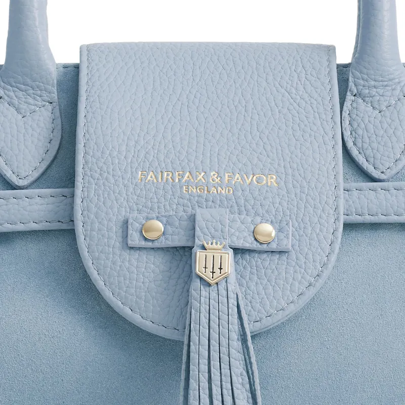 Fairfax and Favor Mini Windsor Handbag - Sky Blue Suede-4